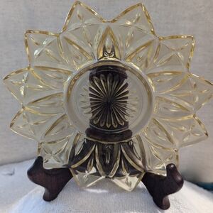 Federal Amber Cut Glass Candy Nut Dish